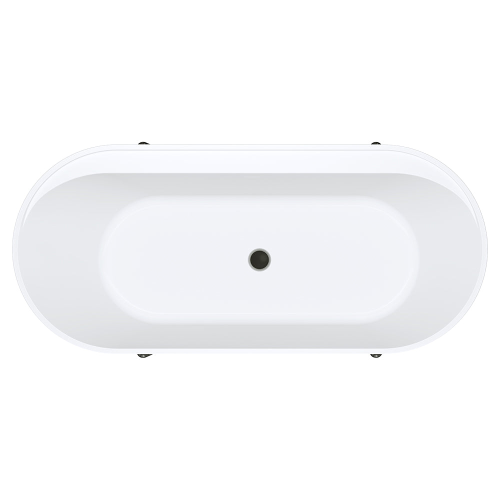 Aluca Freestanding Bath, 1700mm Matt Olive with Matt Black Legs with overflow