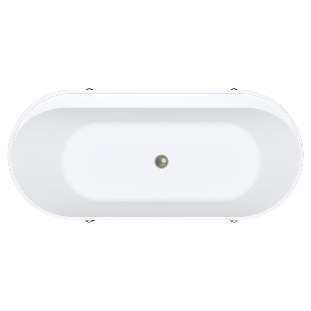 Aluca Freestanding Bath, 1700mm Matt Olive with Brushed Nickel Legs with overflow