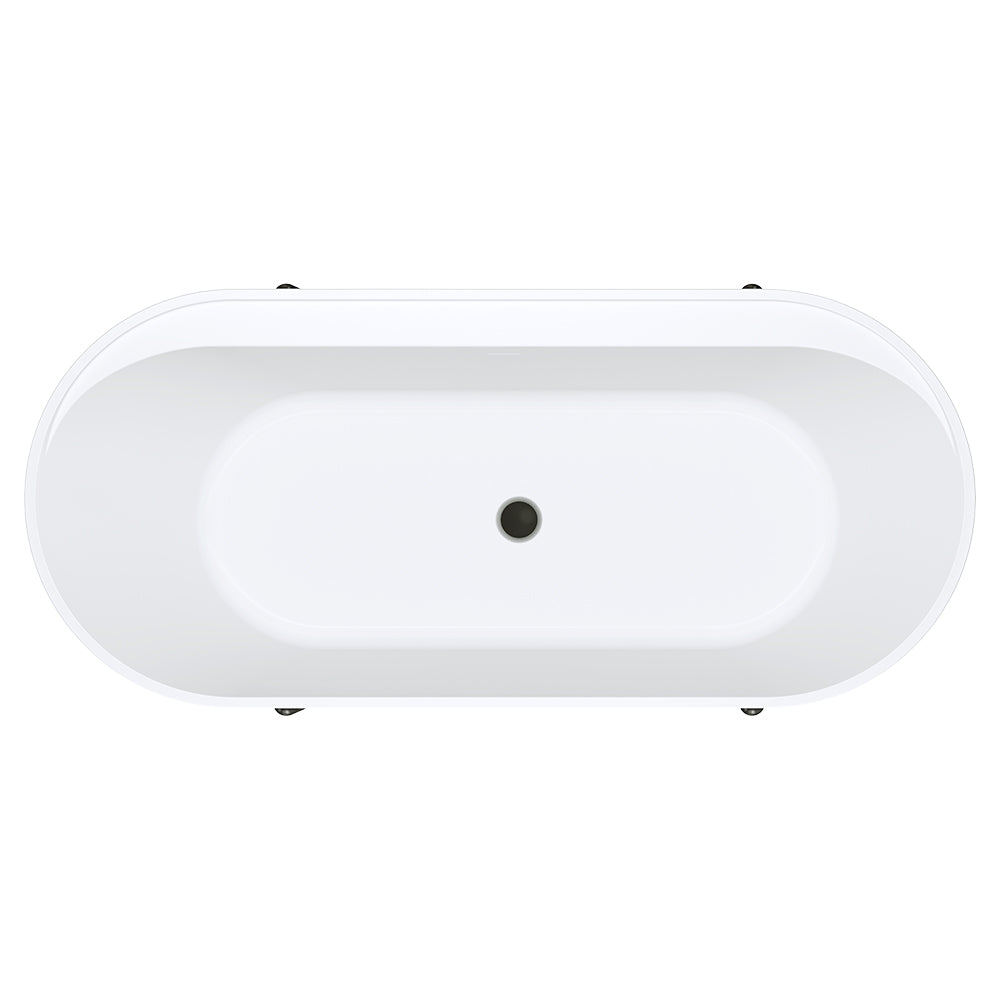 Aluca Freestanding Bath, 1700mm Matt Khaki with Matt Black Legs with overflow