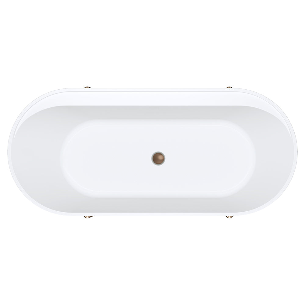 Aluca Freestanding Bath, 1700mm Matt Khaki with Chrome Legs with overflow