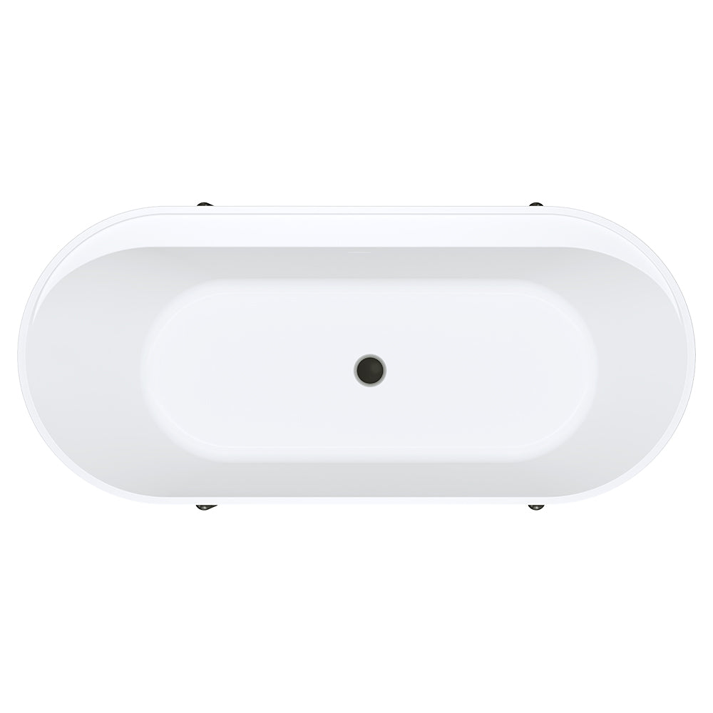 Aluca Freestanding Bath, 1700mm Matt Rouge with Matt Black Legs with overflow