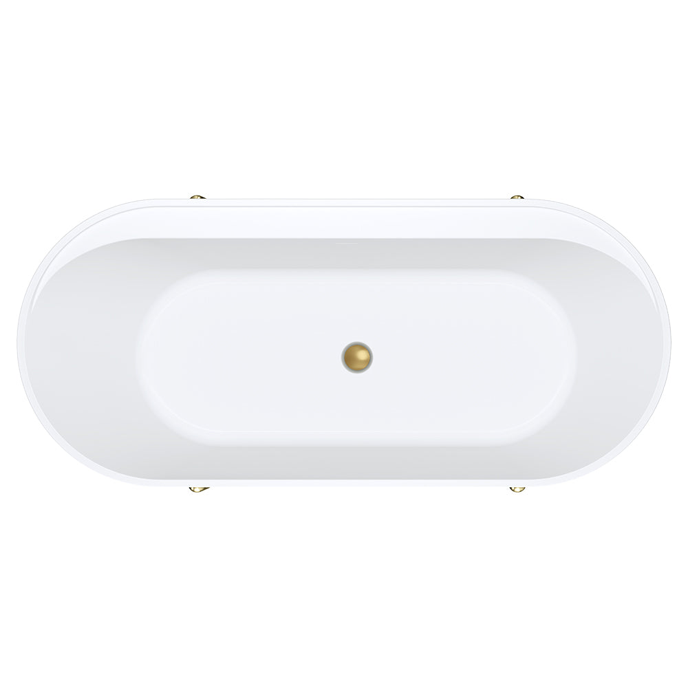 Aluca Freestanding Bath, 1700mm Matt Rouge with Urban Brass Legs, with overflow