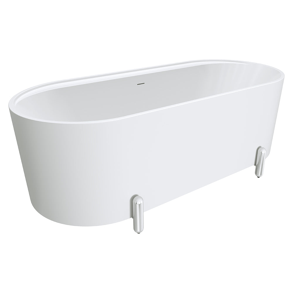 Aluca Freestanding Bath, 1700mm Matt White with Chrome Legs