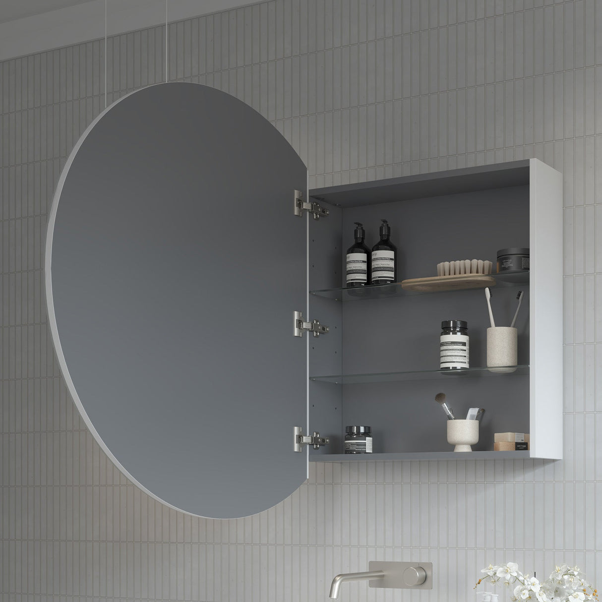 Havana Mirror Cabinet 900mm Single Door Platinum Collection (HAV-SC-900-S-P)