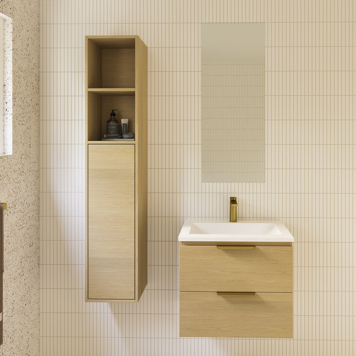 Hudson Duo Tallboy 300mm Wall Hung Gold Collection