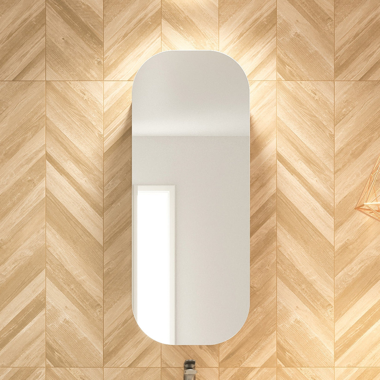 Jazz Arch Mirror Cabinet 400mm Single Door Gold Collection (JZA-SC-400-S-G)