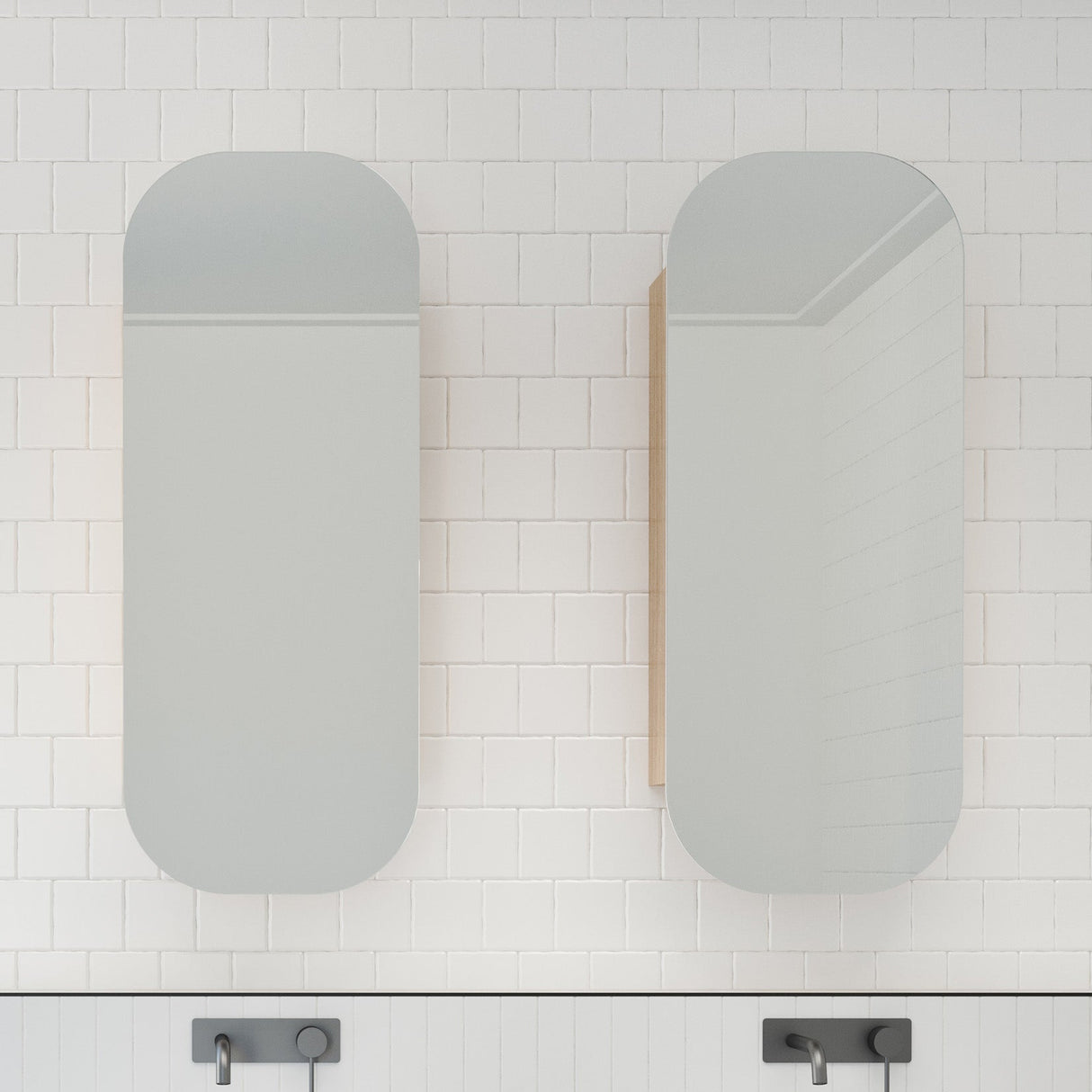 Jazz Arch Mirror Cabinet 400mm Single Door Gold Collection (JZA-SC-400-S-G)