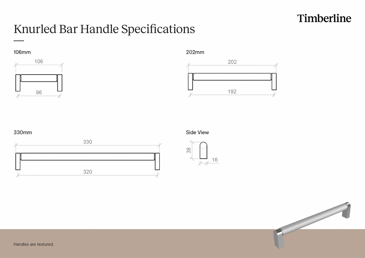 Knurled Bar 330mm Black Handle