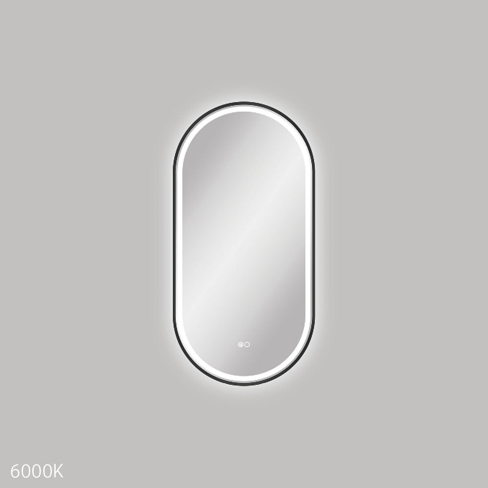 Empire LED Matt Black Framed Mirror, 450 x 900mm