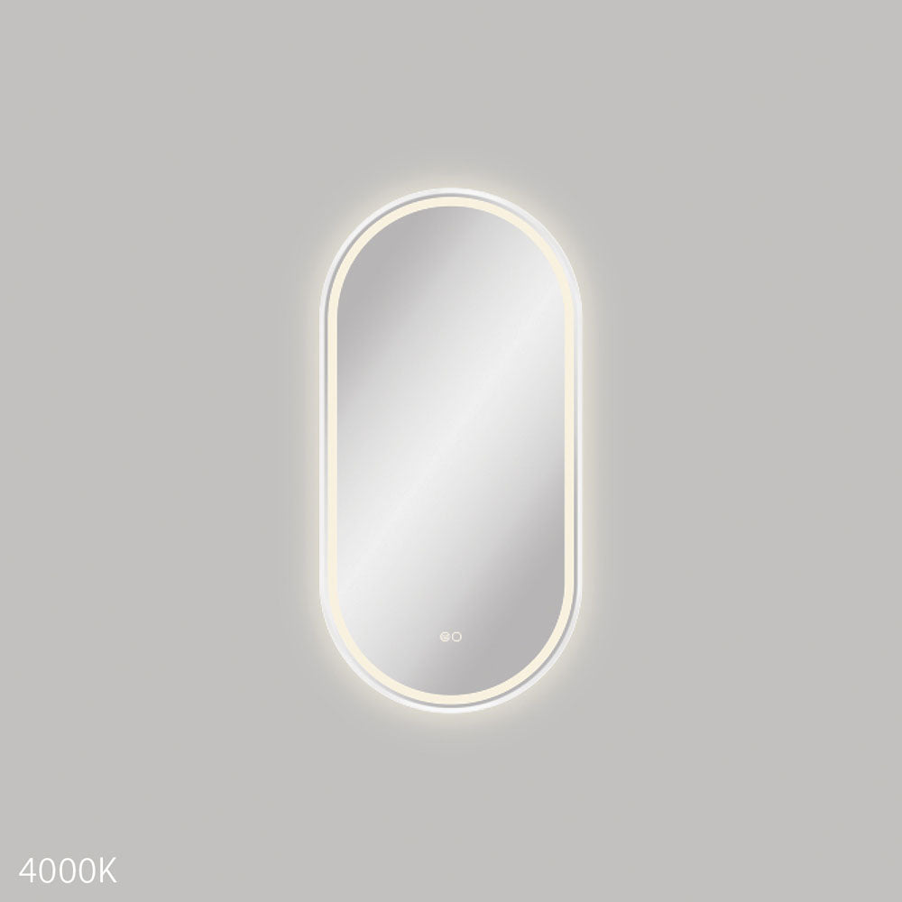 Empire LED Matt White Framed Mirror, 450 x 900mm