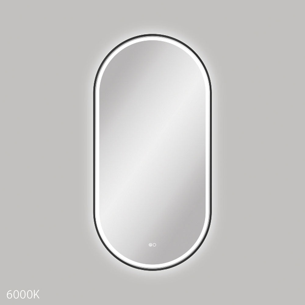 Empire LED Matt Black Framed Mirror, 600 x 1200mm