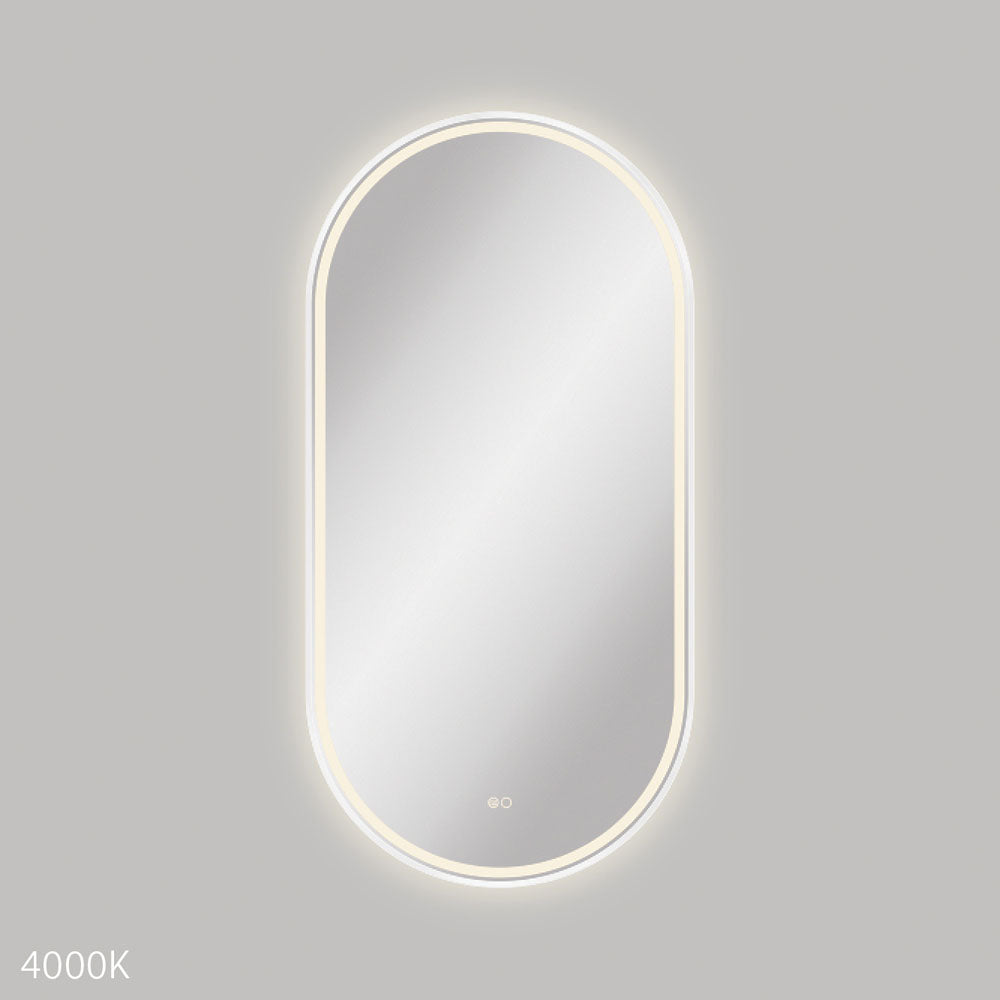 Empire LED Matt White Framed Mirror, 600 x 1200mm