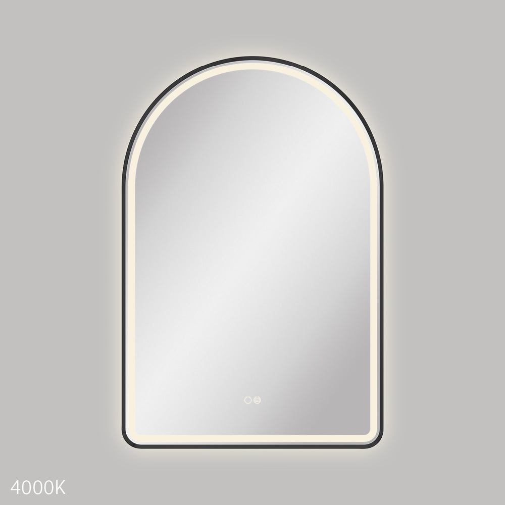 Valentina LED Matt Black Framed Mirror, 600 x 900mm