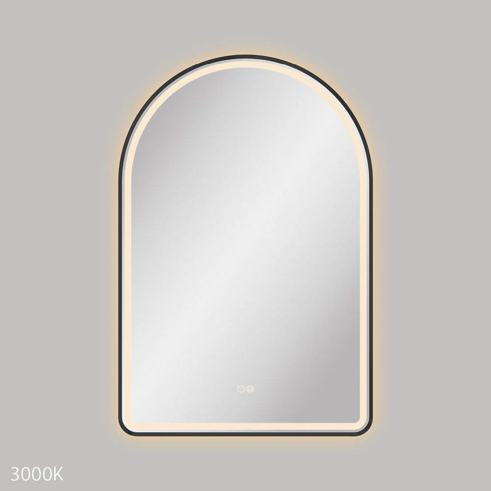 Valentina LED Matt Black Framed Mirror, 600 x 900mm