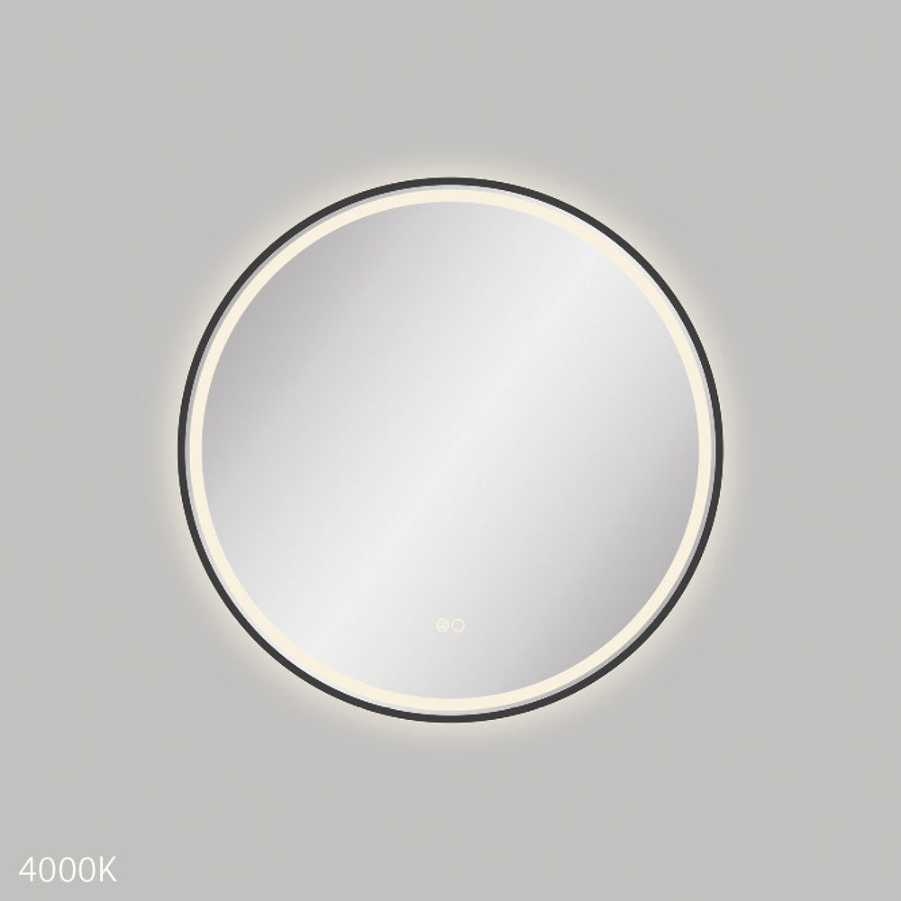 Reba LED Matt Black Framed Mirror, 700mm