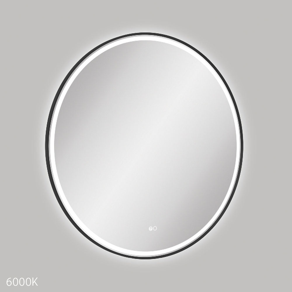 Reba LED Matt Black Framed Mirror, 900mm