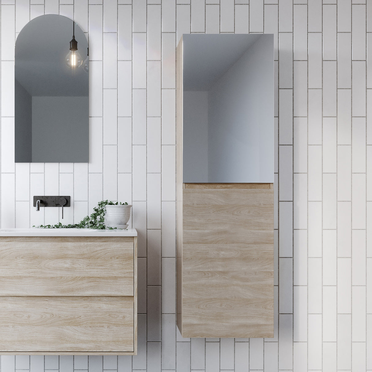 Lincoln Mirror Tallboy 450mm Wall Hung Platinum Collection