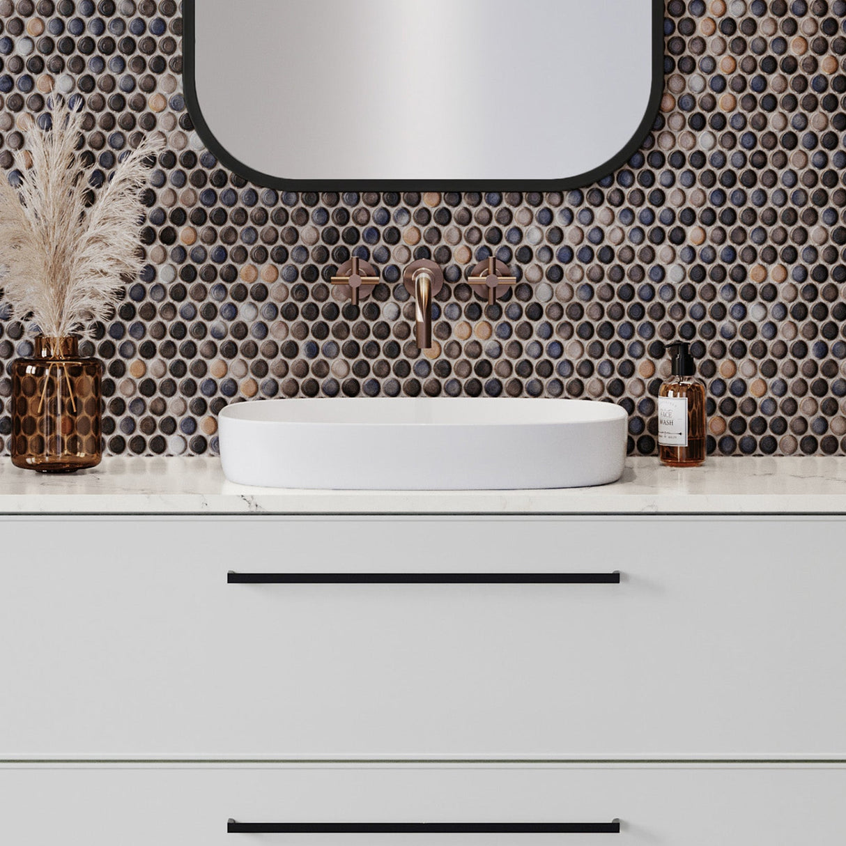 A lifestyle image of Timberline's Lorenzo Basin 500mm White Matt
