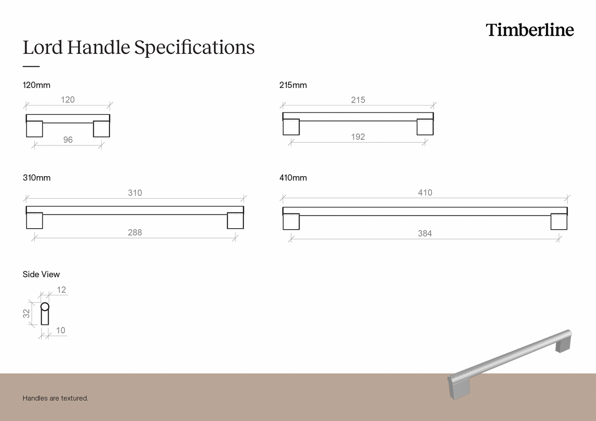 Lord 120mm Brushed Nickel Handle