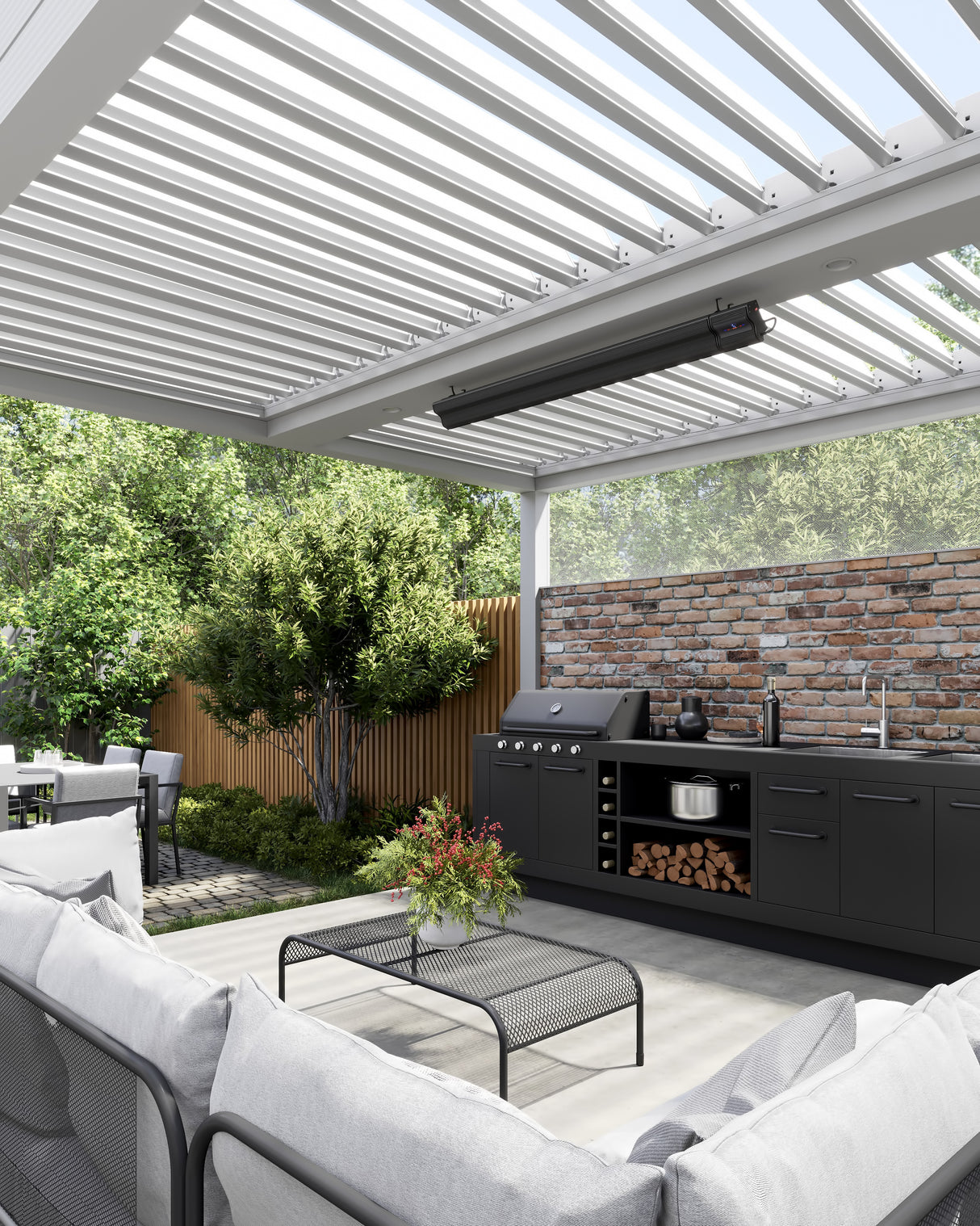 Lotus 2400W Wall Mounted Outdoor Heater with Remote & Wi-Fi 1540x150x215mm