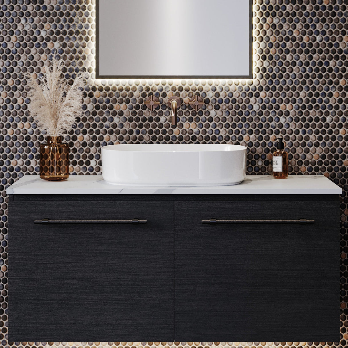 A lifestyle image of Timberline's Myrtle Basin 550mm White Gloss