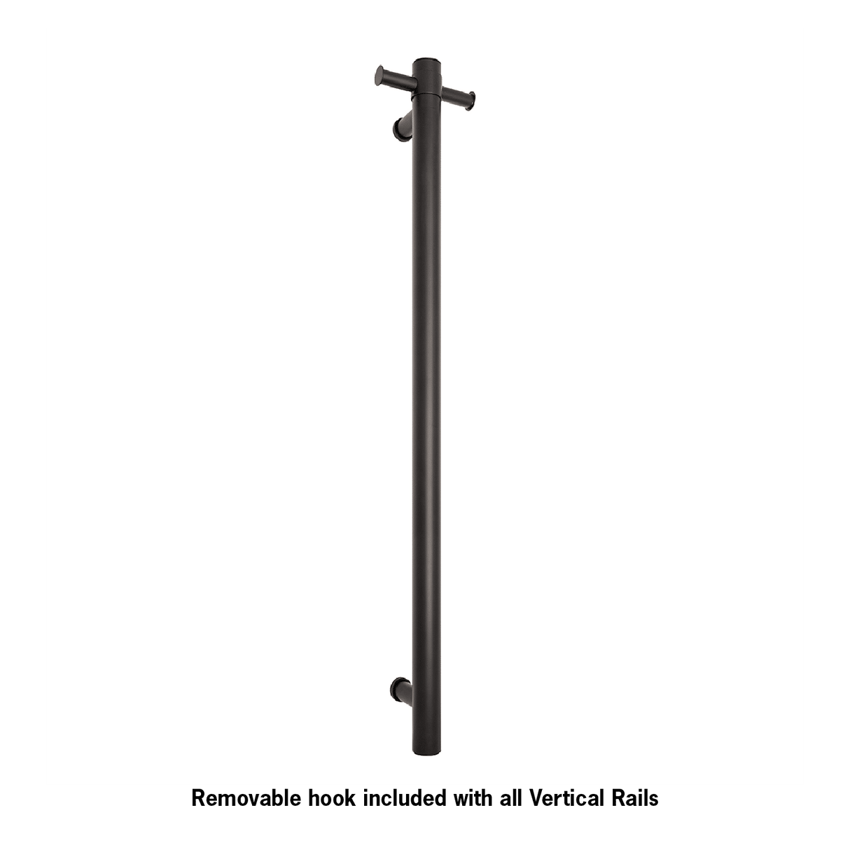 Thermorail Straight/Round 12Volt Vertical Bar 900x142x100mm 28Watts With Optional Hook - Matt Black