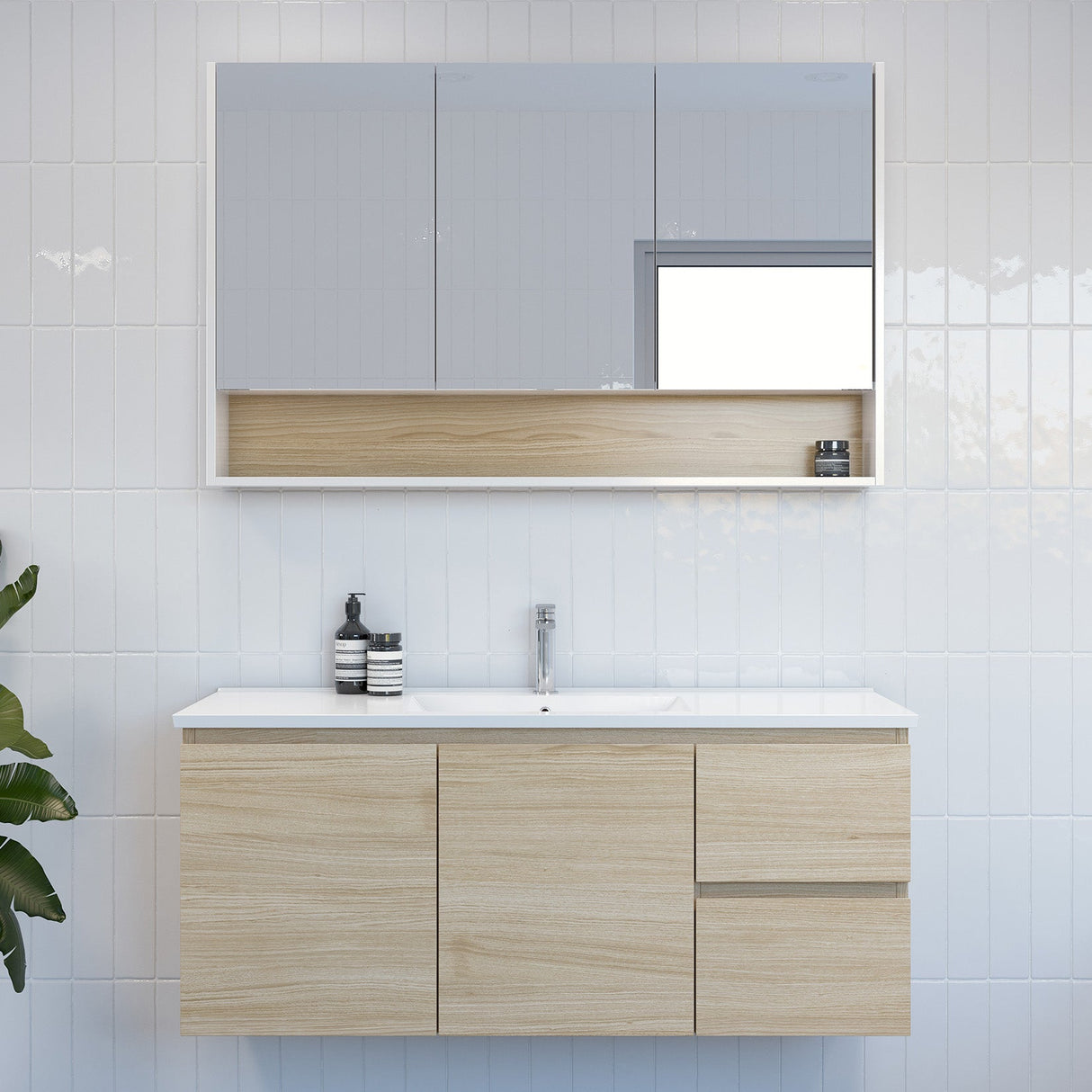 Nevada Vanity 1200mm Centre Bowl Alpha Top Wall hung (NEV-V-1200-C-APH-W)