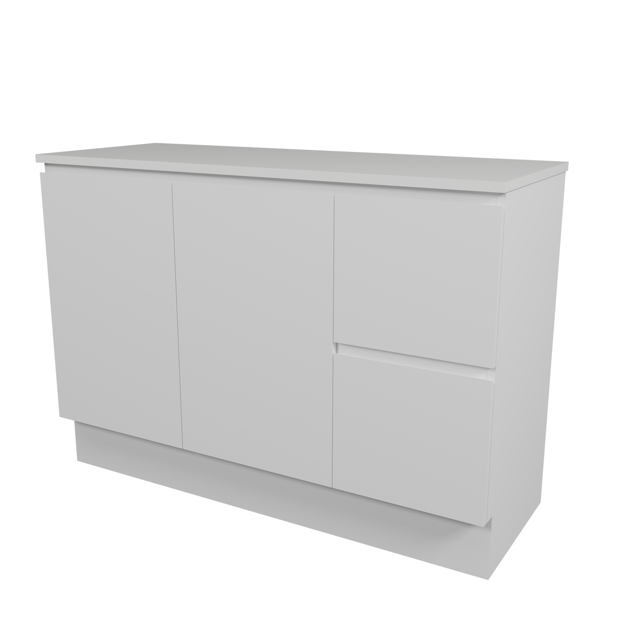 Nevada Vanity 1200mm Centre White Gloss Above Counter Basin SilkSurface Top Floor standing (NEV-V-1200-C-SSA-F)