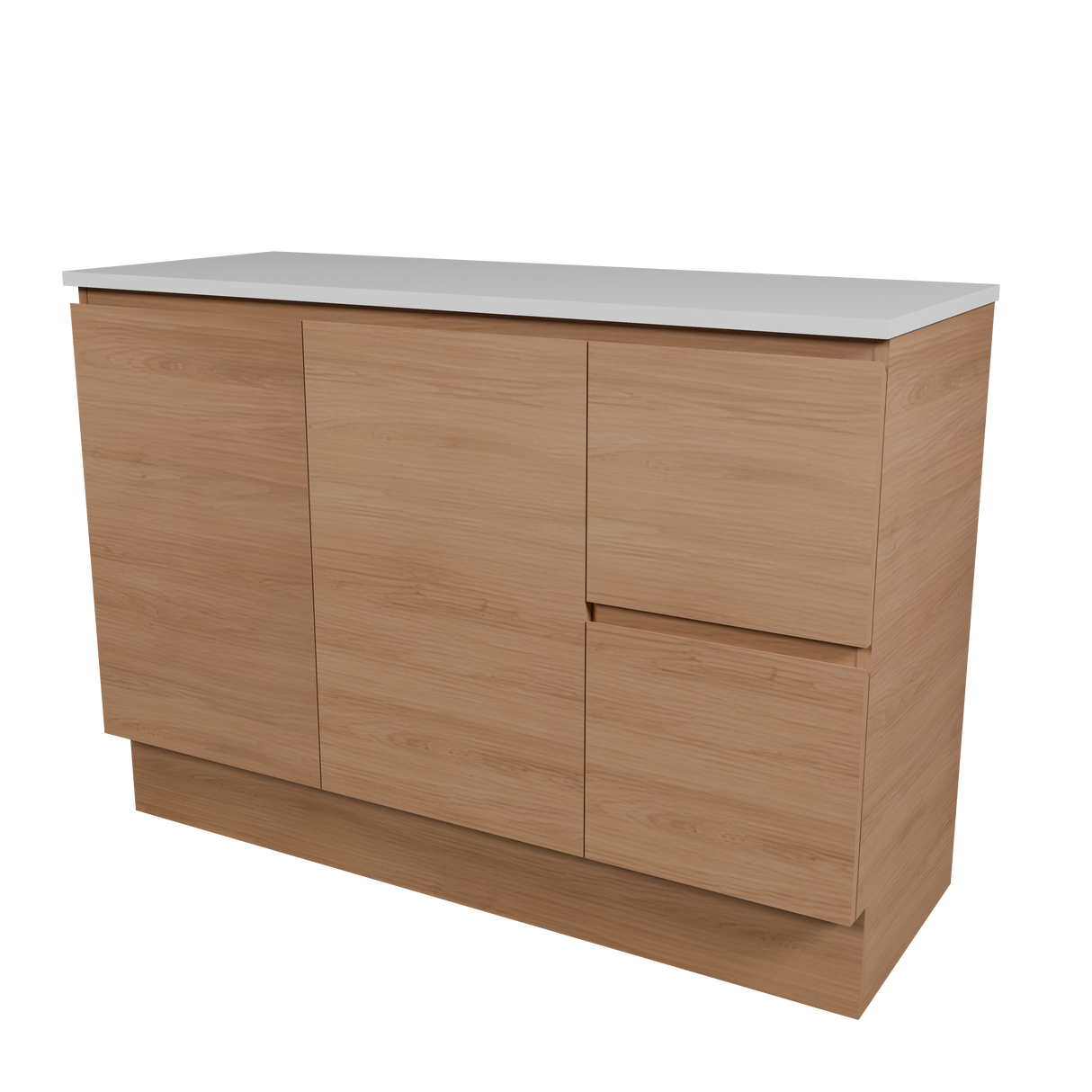 Nevada Vanity 1200mm Centre White Gloss Above Counter Basin SilkSurface Top Floor standing (NEV-V-1200-C-SSA-F)