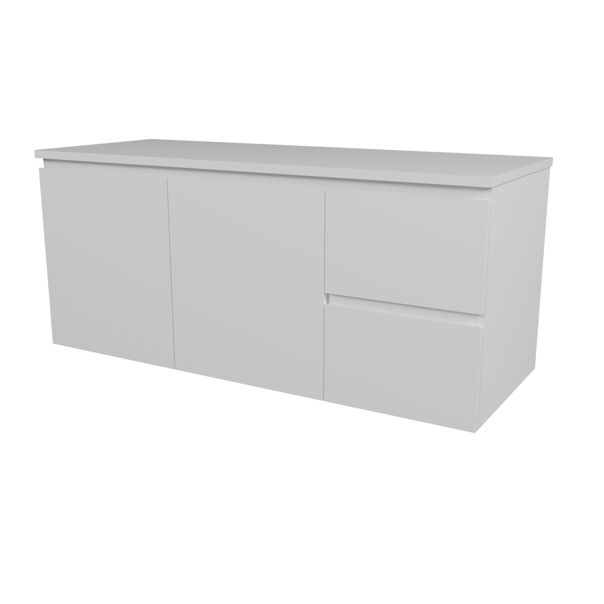Nevada Vanity 1200mm Centre White Gloss Above Counter Basin SilkSurface Top Wall hung (NEV-V-1200-C-SSA-W)