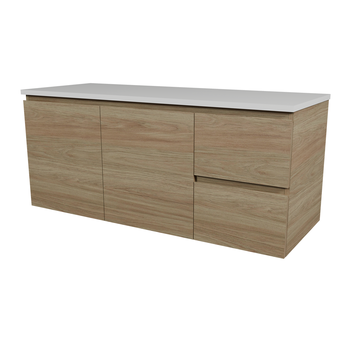 Nevada Vanity 1200mm Centre White Gloss Above Counter Basin SilkSurface Top Wall hung (NEV-V-1200-C-SSA-W)