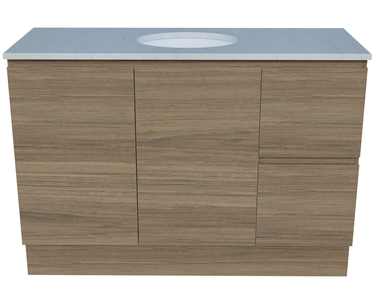 Nevada Vanity 1200mm Centre White Gloss Under Counter Basin SilkSurface Top Floor standing (NEV-V-1200-C-SSU-F)