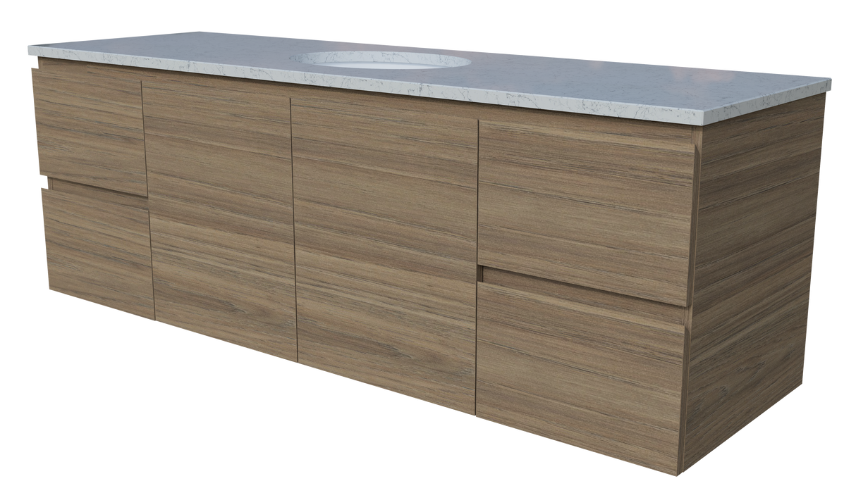 Nevada Vanity 1500mm Centre White Gloss Under Counter Basin SilkSurface Top Wall hung (NEV-V-1500-C-SSU-W)