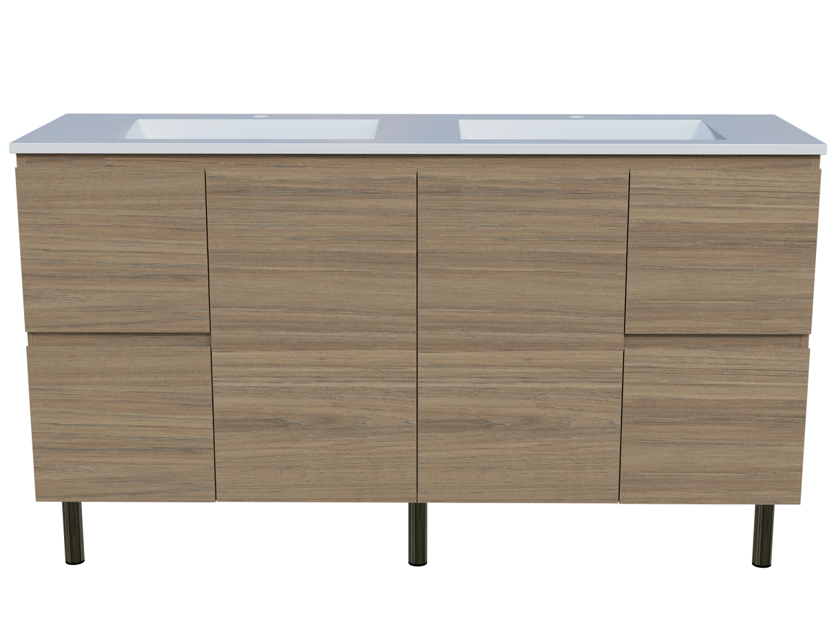 Nevada Vanity 1500mm Double Bowl Regal Top On Legs (NEV-V-1500-D-REG-L)