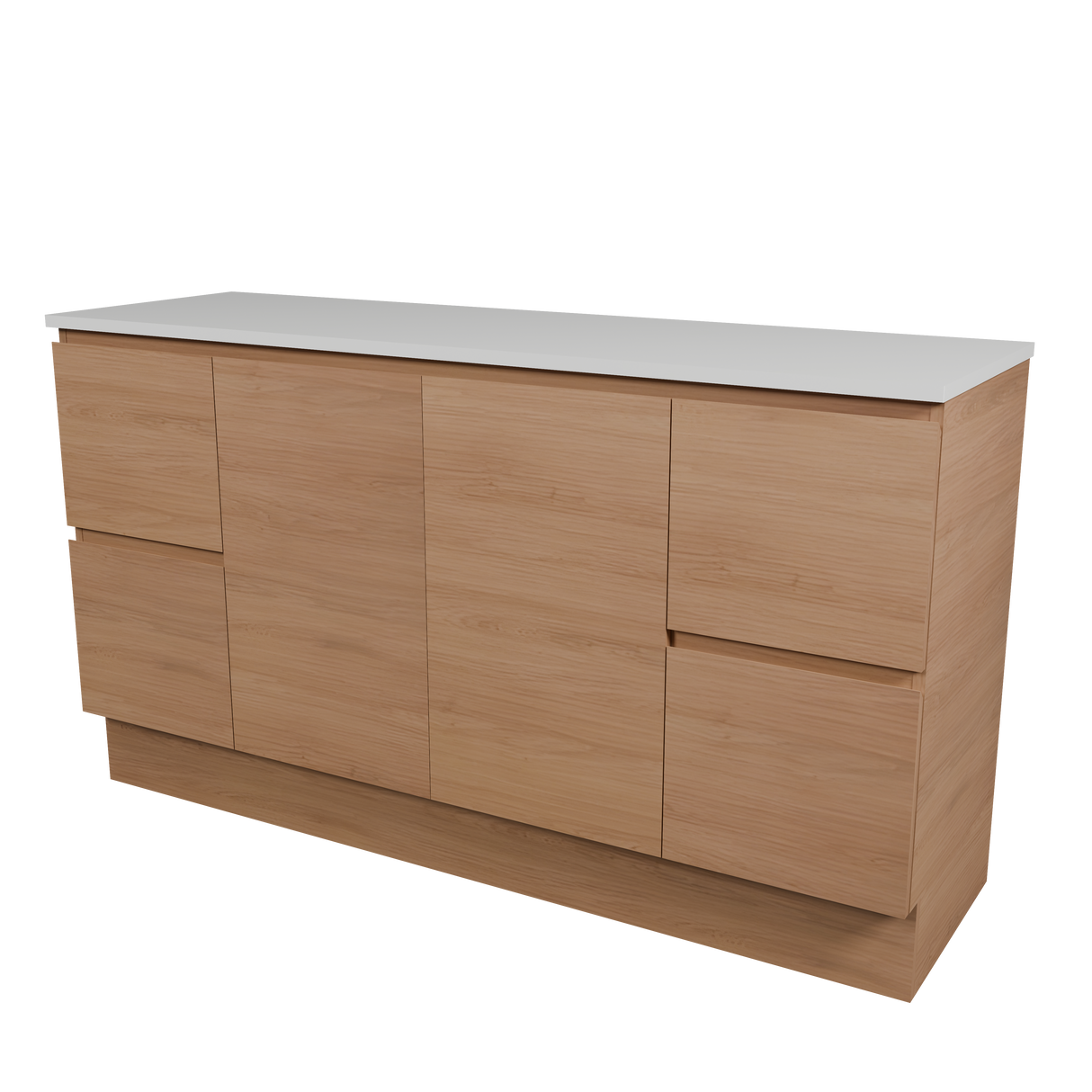 Nevada Vanity 1500mm Double White Gloss Above Counter Basins SilkSurface Top Floor standing (NEV-V-1500-D-SSA-F)