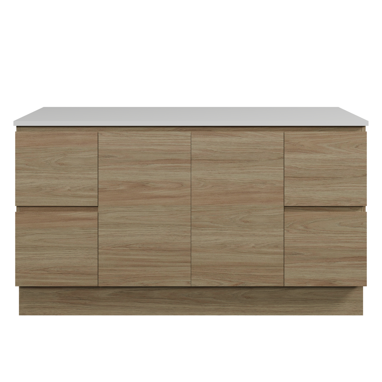 Nevada Vanity 1500mm Double White Gloss Above Counter Basins SilkSurface Top Floor standing (NEV-V-1500-D-SSA-F)