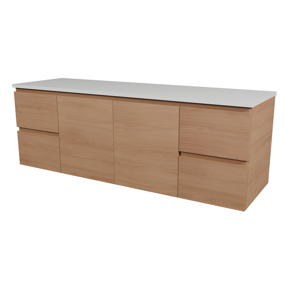 Nevada Vanity 1500mm Double White Gloss Above Counter Basins SilkSurface Top Wall hung (NEV-V-1500-D-SSA-W)