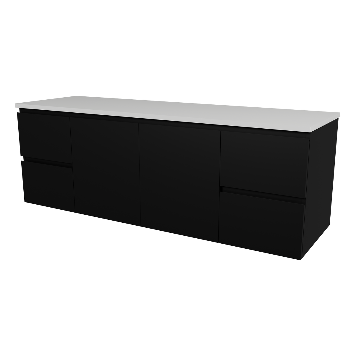 Nevada Vanity 1500mm Double White Gloss Above Counter Basins SilkSurface Top Wall hung (NEV-V-1500-D-SSA-W)