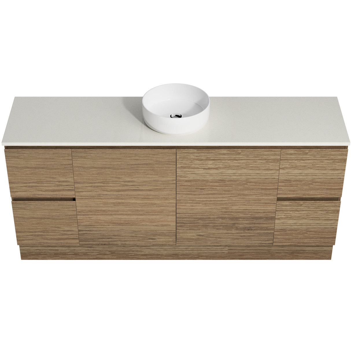 Nevada Vanity 1800mm Centre White Gloss Above Counter Basin SilkSurface Top Floor standing (NEV-V-1800-C-SSA-F)