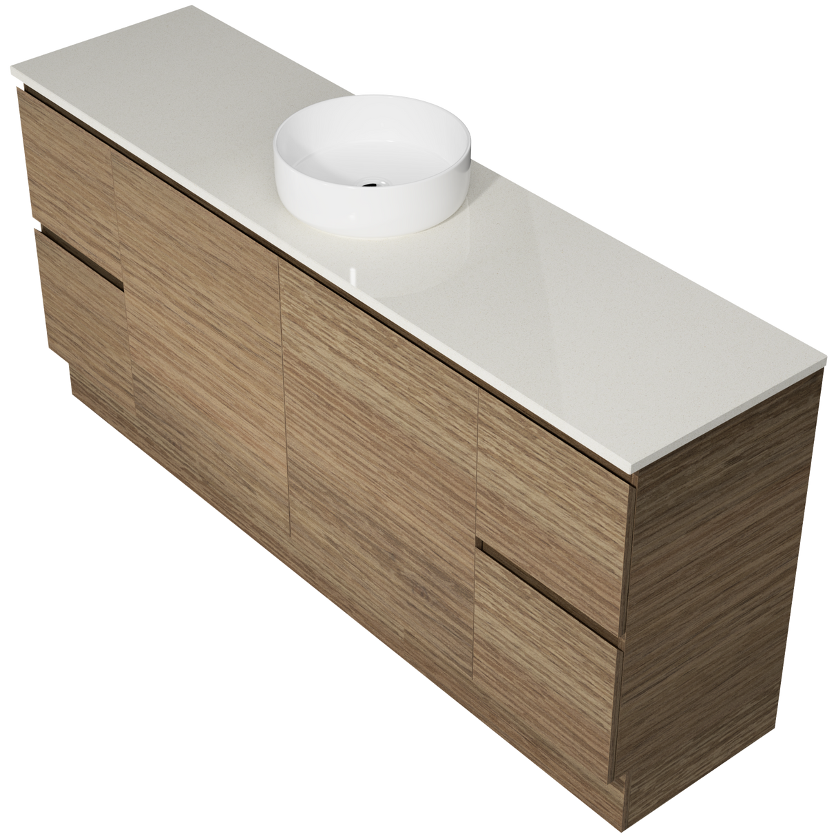 Nevada Vanity 1800mm Centre White Gloss Above Counter Basin SilkSurface Top Floor standing (NEV-V-1800-C-SSA-F)