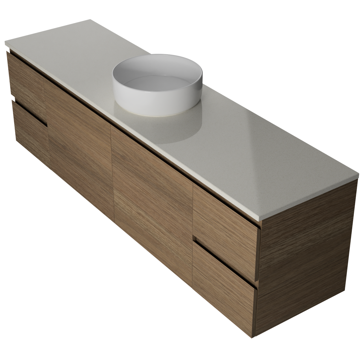 Nevada Vanity 1800mm Centre White Gloss Above Counter Basin SilkSurface Top Wall hung (NEV-V-1800-C-SSA-W)
