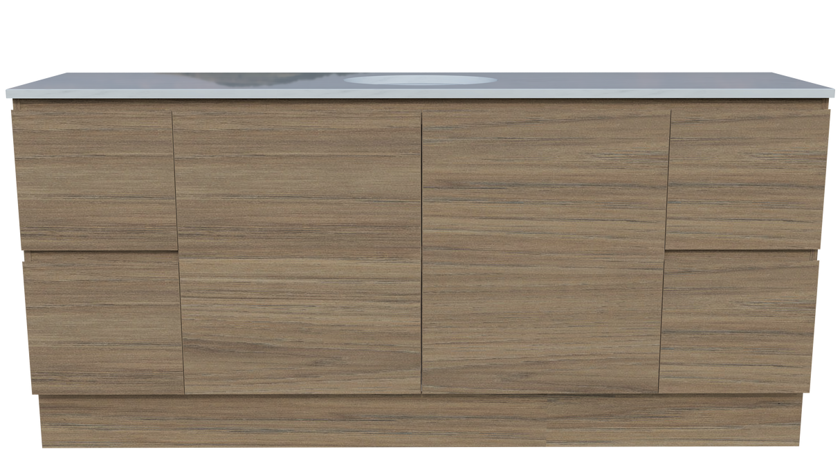 Nevada Vanity 1800mm Centre White Gloss Under Counter Basin SilkSurface Top Floor standing (NEV-V-1800-C-SSU-F)
