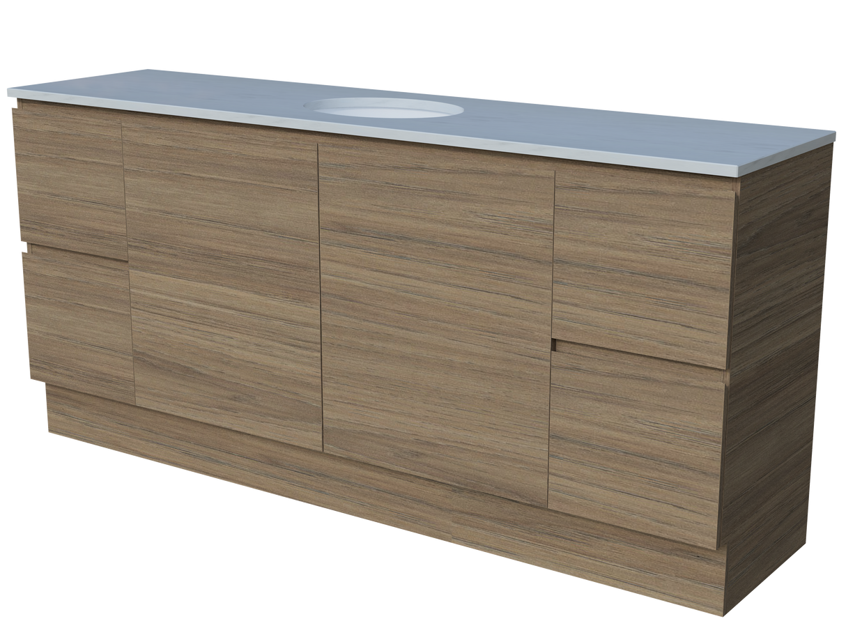 Nevada Vanity 1800mm Centre White Gloss Under Counter Basin SilkSurface Top Floor standing (NEV-V-1800-C-SSU-F)