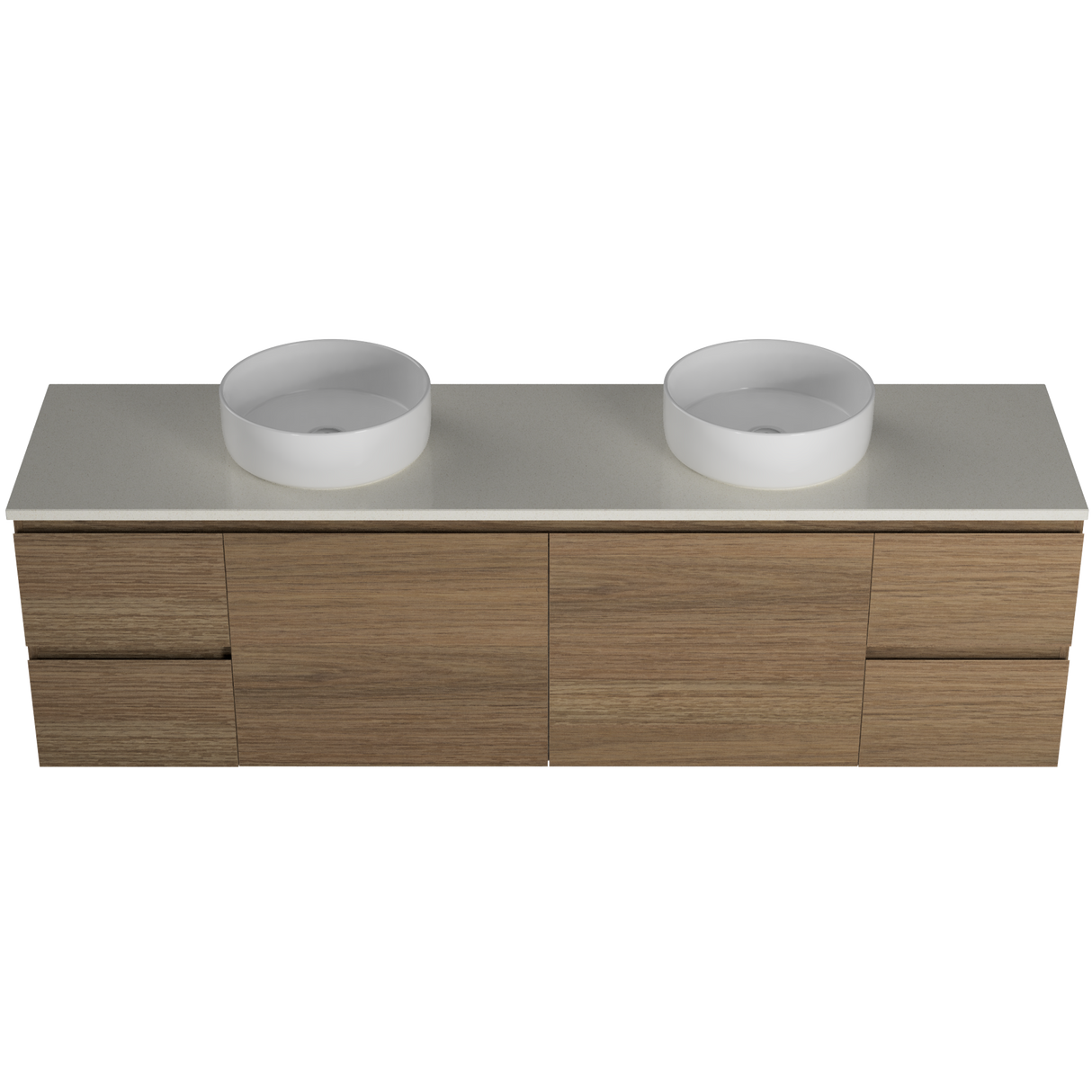 Nevada Vanity 1800mm Double White Gloss Above Counter Basins SilkSurface Top Wall hung (NEV-V-1800-D-SSA-W)