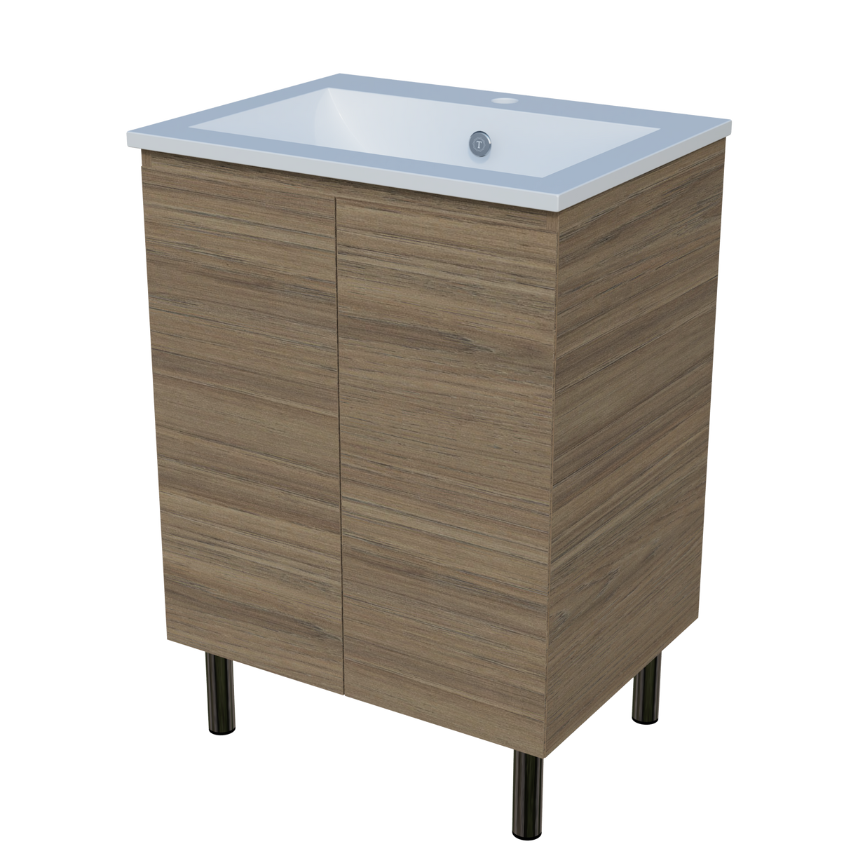 Nevada Vanity 600mm Centre Bowl Alpha Top On Legs (NEV-V-600-C-APH-L)
