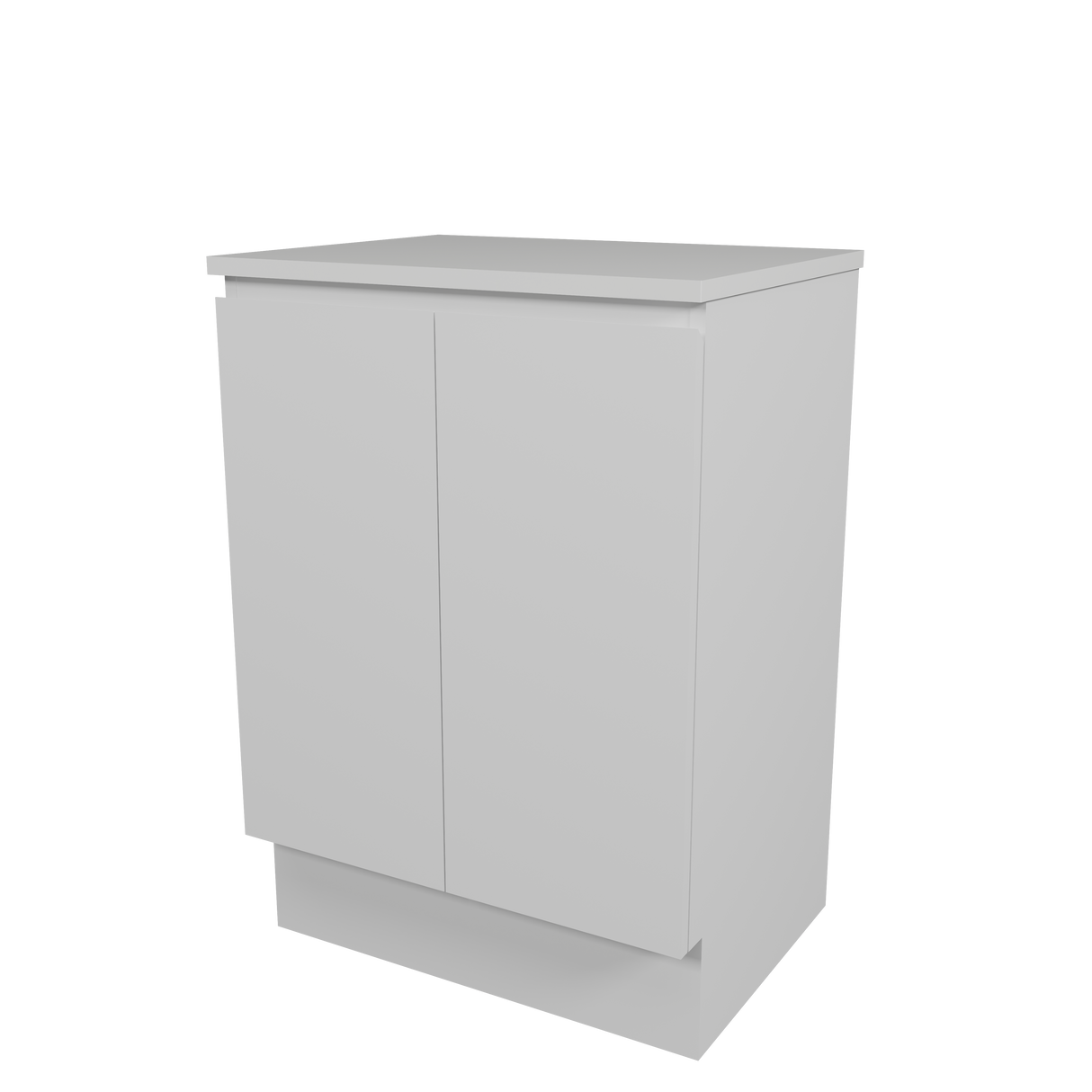 Nevada Vanity 600mm Centre White Gloss Above Counter Basin SilkSurface Top Floor standing (NEV-V-600-C-SSA-F)