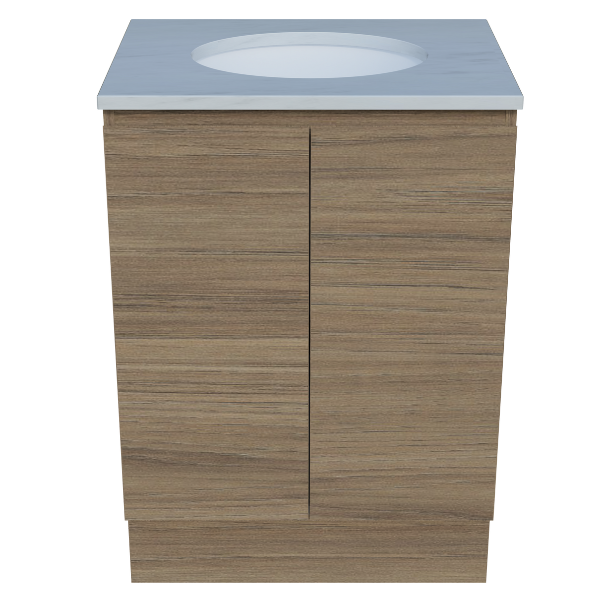 Nevada Vanity 600mm Centre White Gloss Under Counter Basin SilkSurface Top Floor standing (NEV-V-600-C-SSU-F)