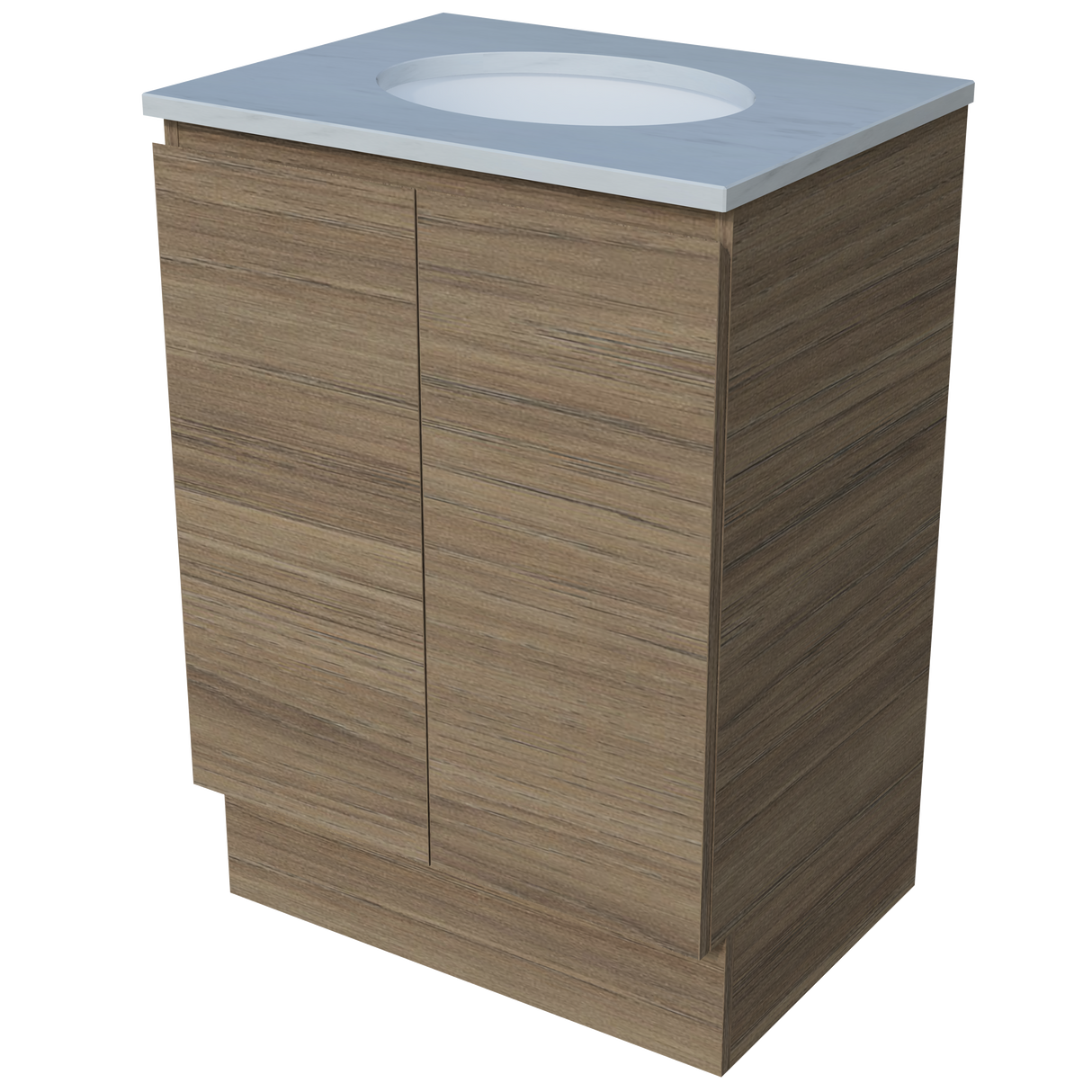 Nevada Vanity 600mm Centre White Gloss Under Counter Basin SilkSurface Top Floor standing (NEV-V-600-C-SSU-F)