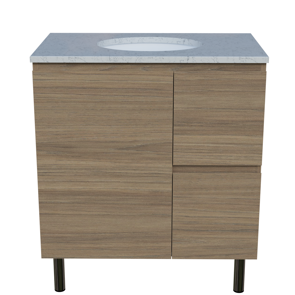 Nevada Vanity 750mm Centre White Gloss Under Counter Basin SilkSurface Top On Legs (NEV-V-750-C-SSU-L)