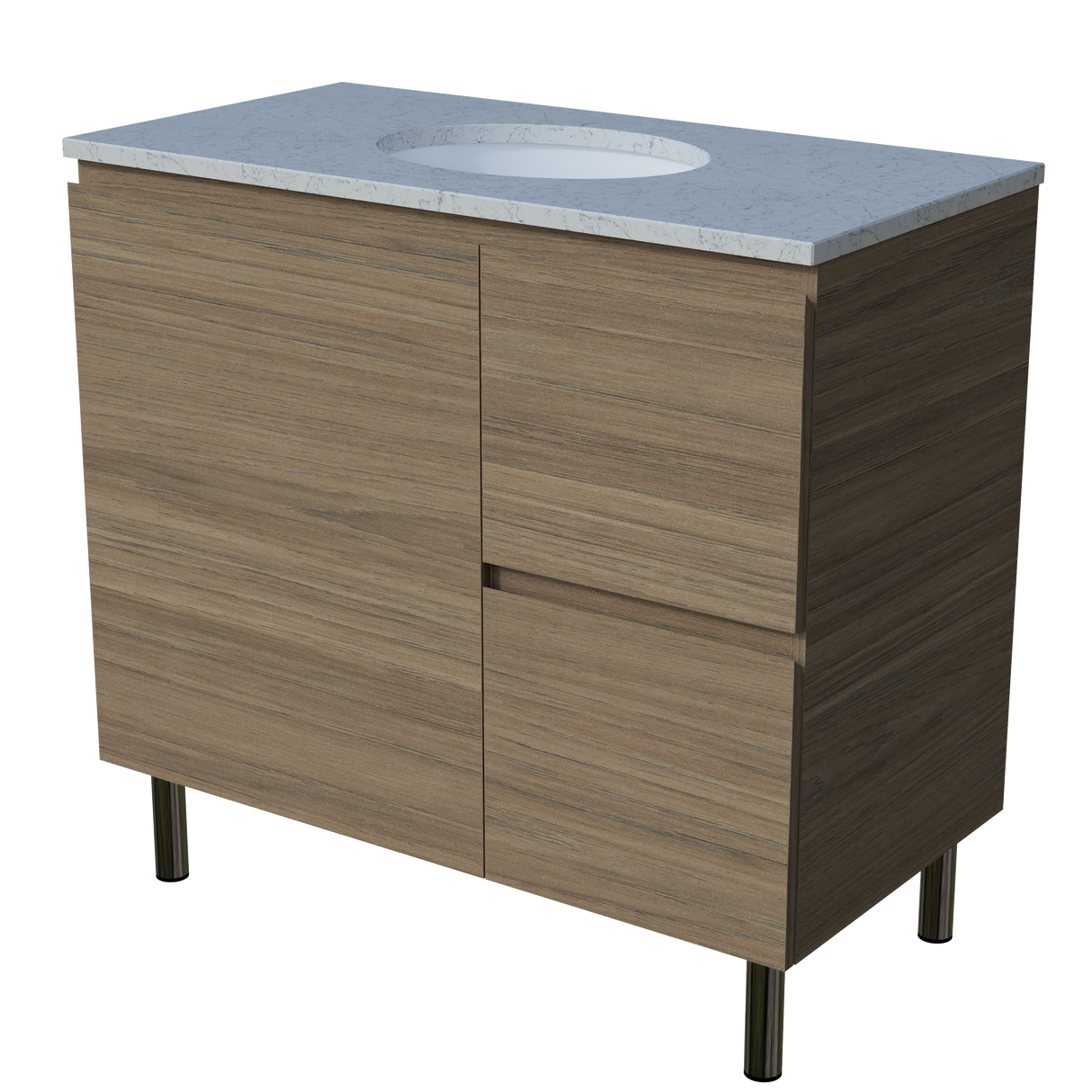 Nevada Vanity 900mm Centre White Gloss Under Counter Basin SilkSurface Top On Legs (NEV-V-900-C-SSU-L)